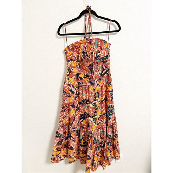 A.L.C. Adelle Tiered Printed Cotton Poplin Halterneck Maxi Dress Red Size 8 - Picture 4 of 7